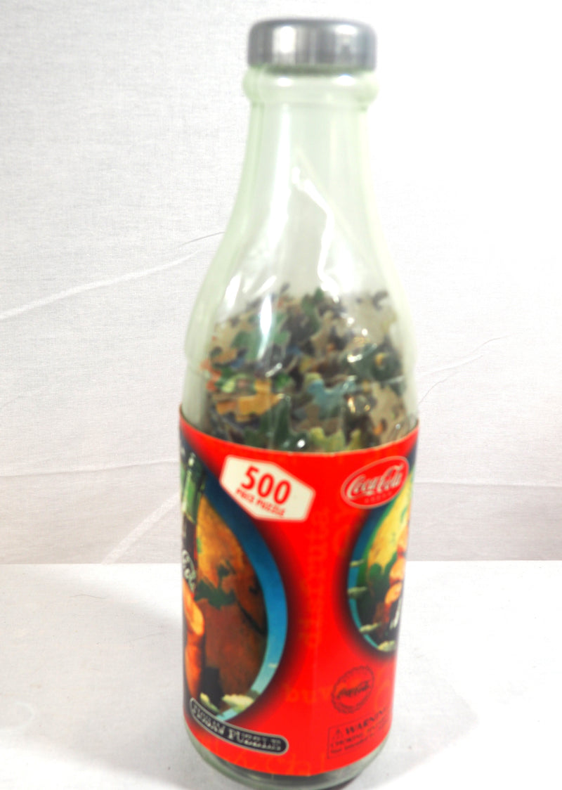 NOS Vintage 1990s Coca-Cola Bottle Bank 500 Piece 19" Round Jigsaw Puzzle