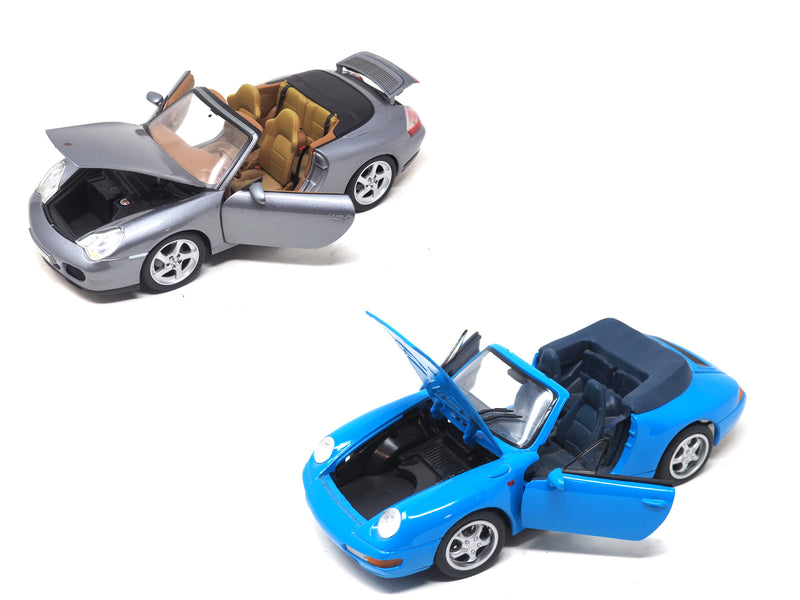 2 DIE-CAST CARS  Porsche Carrera Convertible & Porsche Carrera 4S Convertible 1/18