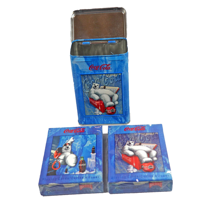 coca-cola polar Bears double deck playing cards in Collectors tin 