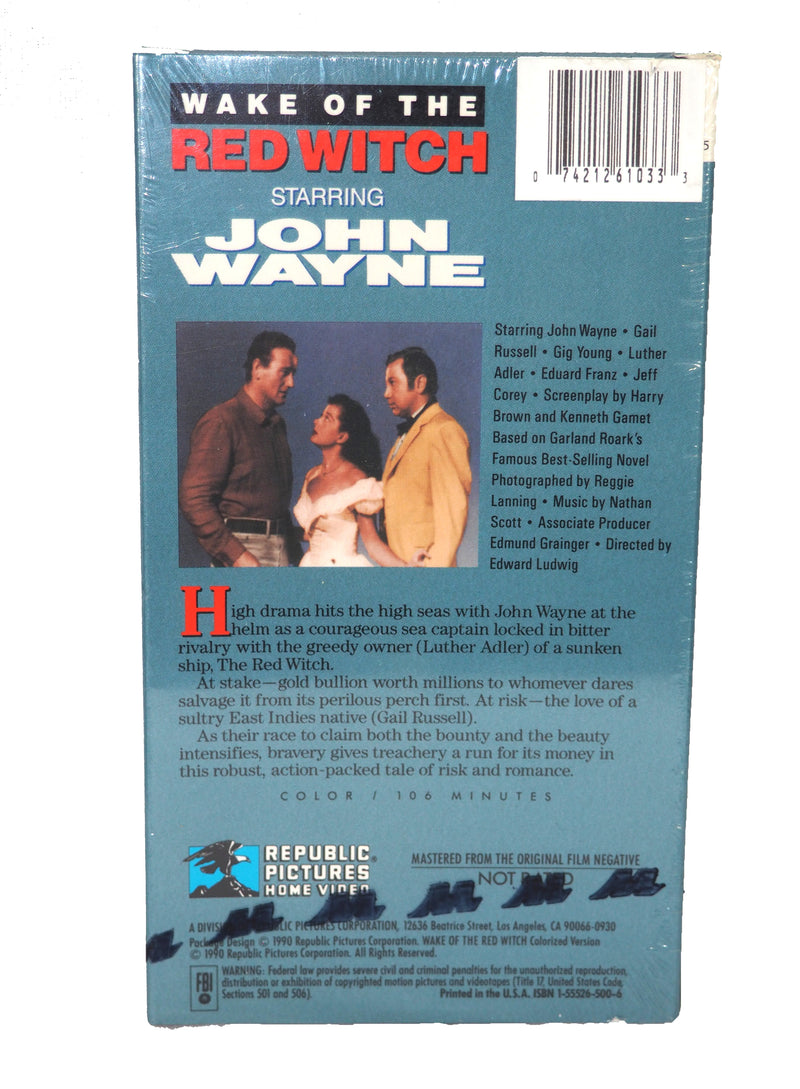 Wake of the Red Witch Starring John Wayne VHS Movie in Digital Color
