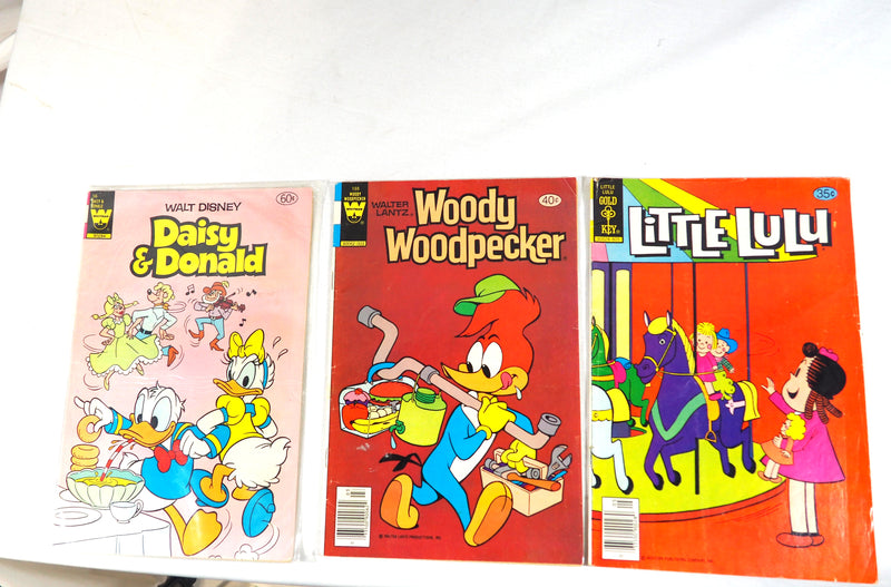 3 Vintage Comics: Daisy & Donald; Woody Woodpecker; and Little Lulu